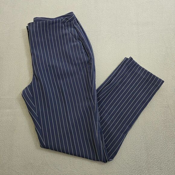 Chico's Pants - Chico's Women 00 US 2 Navy Blue Mid Rise Pinstriped Ankle Stretch Office Pants